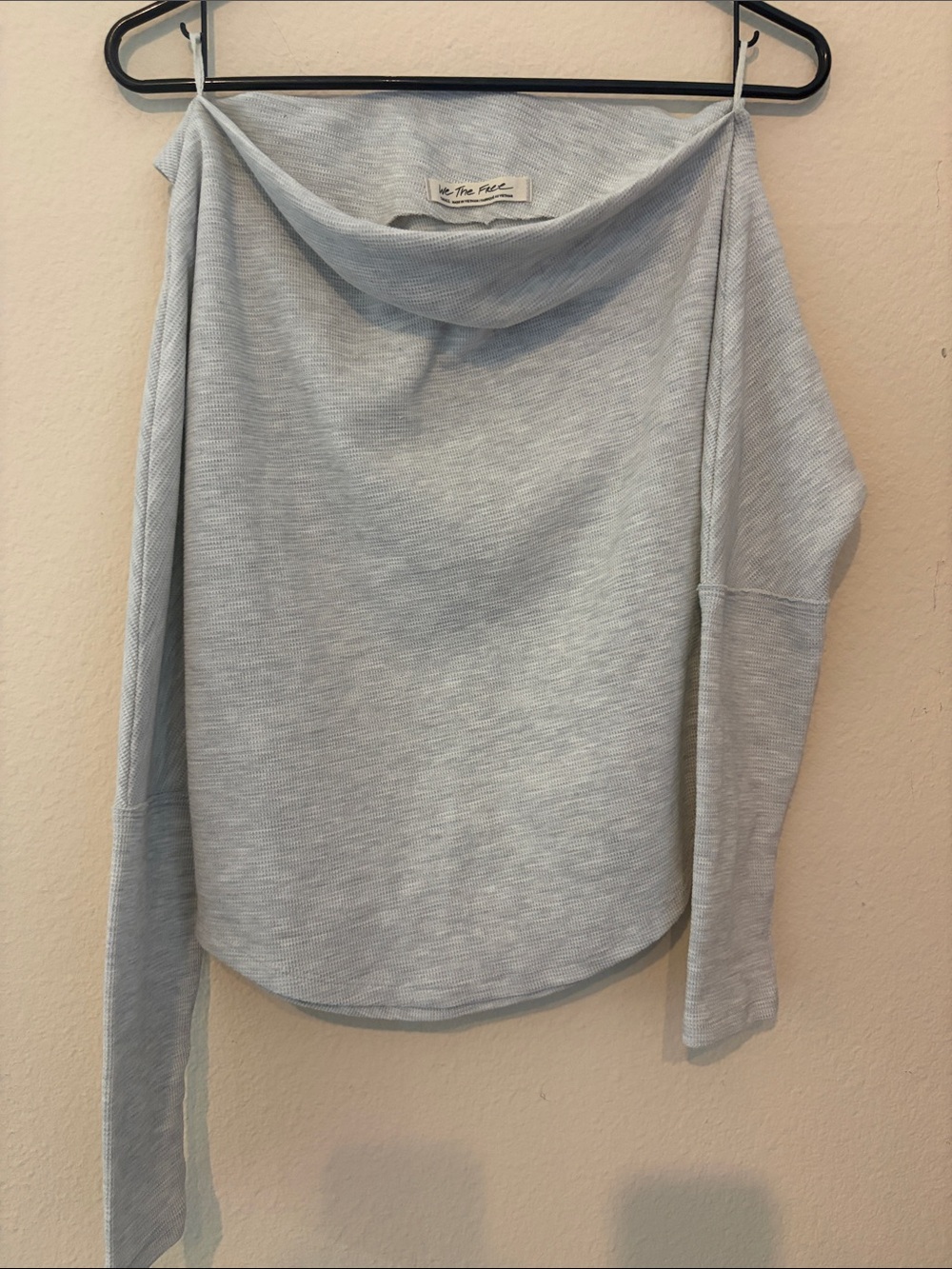 Free People Pale Blue Off-Shoulder Knit Top